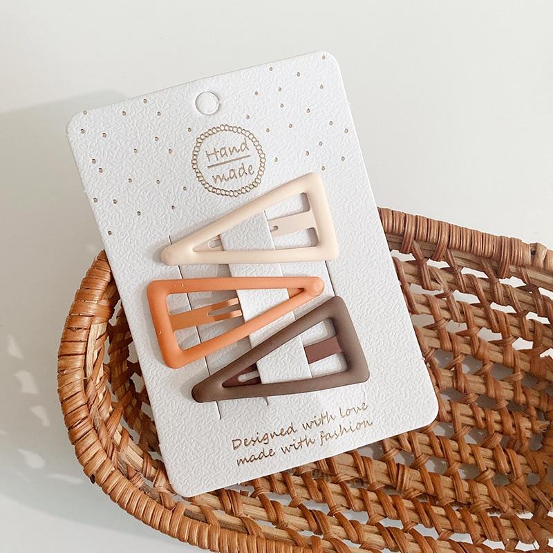 3 шт., матовые заколки для девочек, овальные, треугольные и квадратные заколки для волос со звездами для детей, заколки для волос, заколки для волос Click Clack