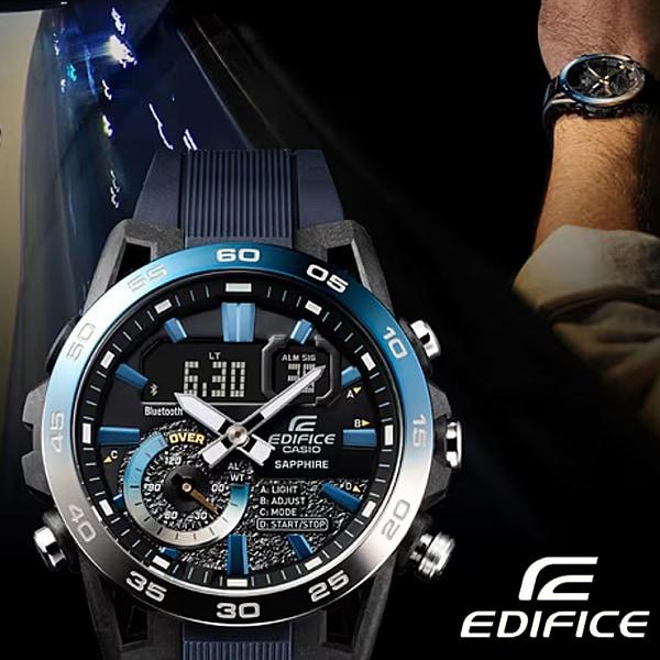 Casio Men's EDIFICE ECB-40YNP-1AJF [EDIFICE Nighttime Drive Series] Round Watch Digital Analog