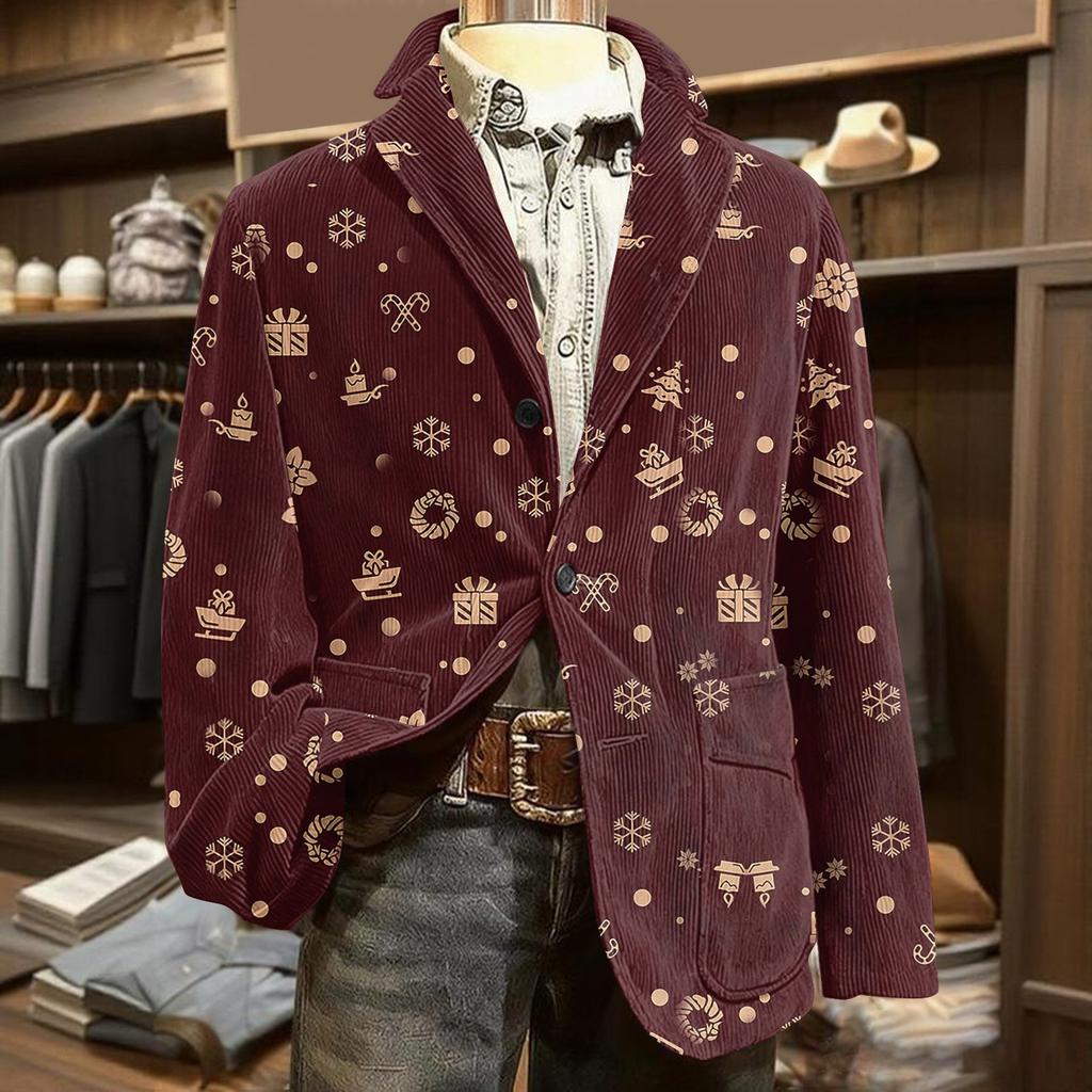 Мужской уродливый рождественский вельветовый теплый карманный пиджак-кардиган, мужской повседневный костюм