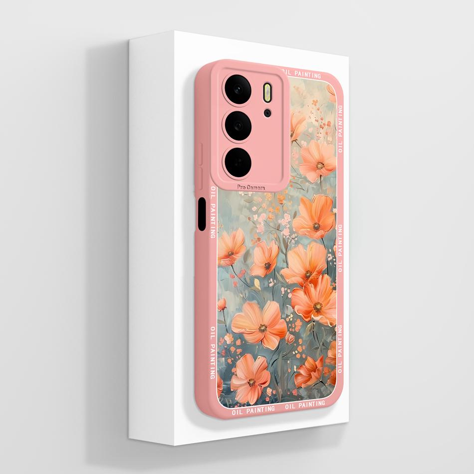 Чехол для Realme C75 C75X C73 C71 с рисунком цветов, мягкая задняя крышка из жидкого силикона для Realme C 75, полноразмерный защитный бампер для телефона