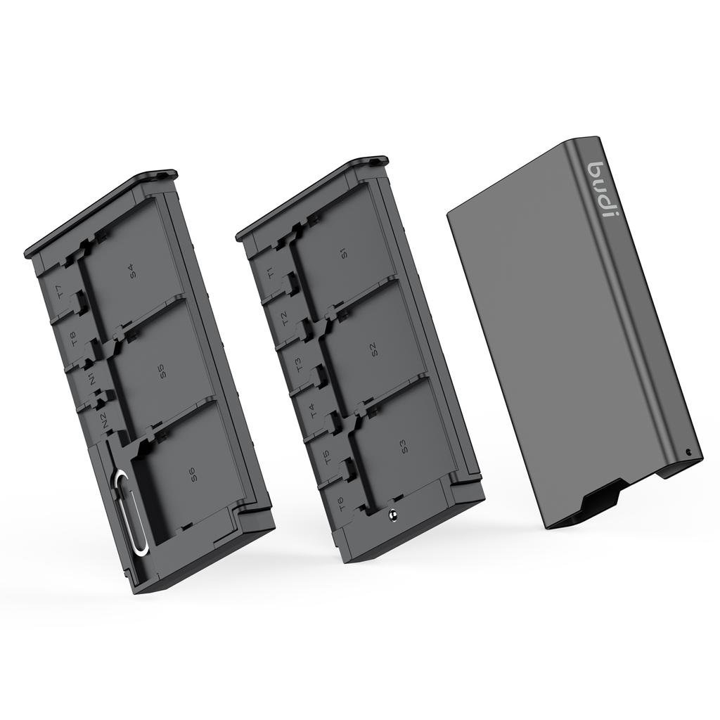 BUDI DC553B Portable Memory Card Storage Box for SD TF Nano Cards Protecter Case