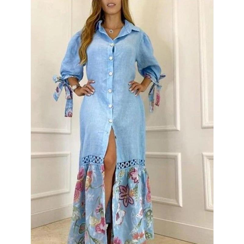 Женское лоскутное кружевное платье с рукавами Seven Tenths в стиле рубашки, длинное