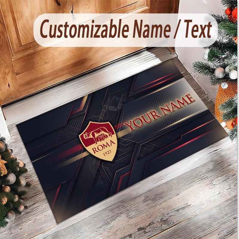 Personalized Crystal Velvet Carpet AS Roma FC Pattern Non Slip Floor Rug