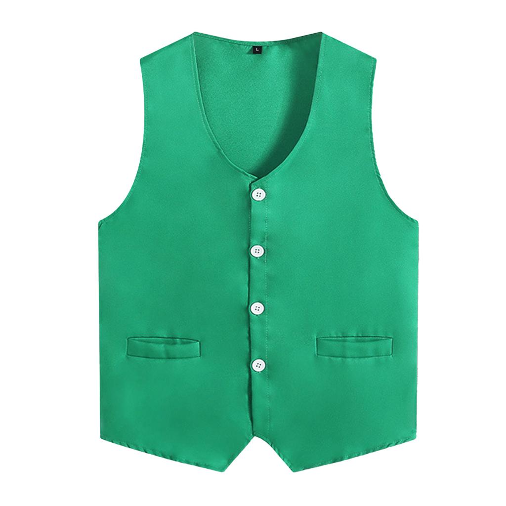 Kids Boys Girls Sleeveless Volunteer Vest Solid Color Button Waistcoat Uniform