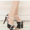 Женская обувь Бренд Летние женские сандалии Пряжка на одном ремешке Смешанные цвета Открытый носок Высокий каблук Водонепроницаемые Вечерние сандалии Женские