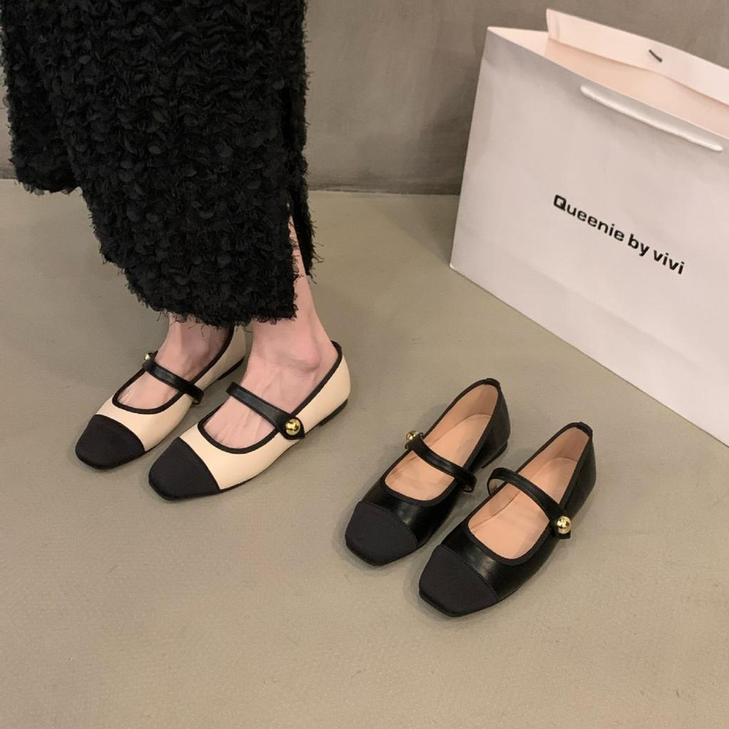 Женские туфли на плоской подошве, модные и универсальные, квадратный носок, французские туфли Мэри Джейн, женские новые летние туфли-бини на мягкой подошве 2025