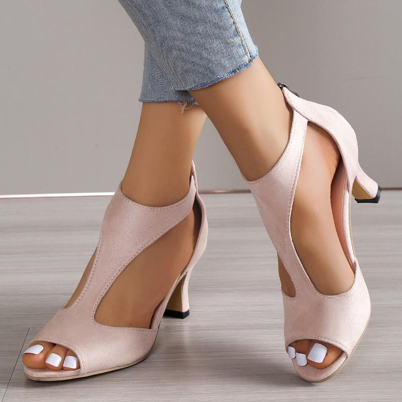 Heeled Sandals Women Back Zipper Fishmouth High Heels Women Shoes Summer Fashion Stiletto Women Sandals