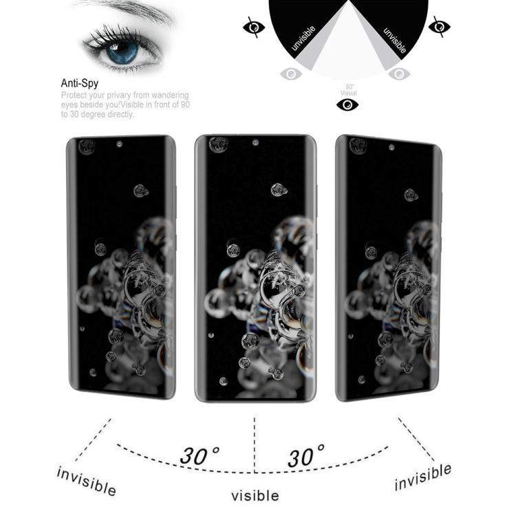 Для Samsung Galaxy S20 Ultra 0,3 мм Твердость поверхности 9H Изогнутая 3D-поверхность Защитная пленка из стекла для конфиденциальности