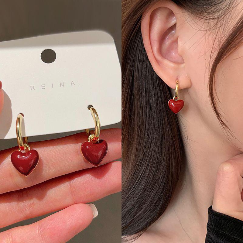 Серьги-гвоздики Ankela Red Ribbon Bow-Knot Vintage для женщин, корейская мода, осень-зима, простые геометрические серьги-банты