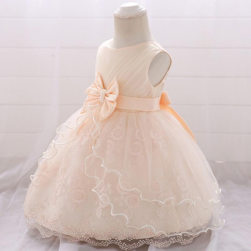 Baby Girl Princess Dress Lace Mesh 1st Birthday Party Gown Printed Toddler Formal