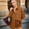 Европейская и американская весенне-осенняя новая модная рубашка-куртка с воротником и многоклепочным дизайном, универсальная, свободного кроя