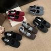2025 Autumn and Winter New Versatile Square Head with Mary Jane Shoes Fluffy Shoes Women's Flat Bottom Shallow Mouth Velvet Single Shoes Women