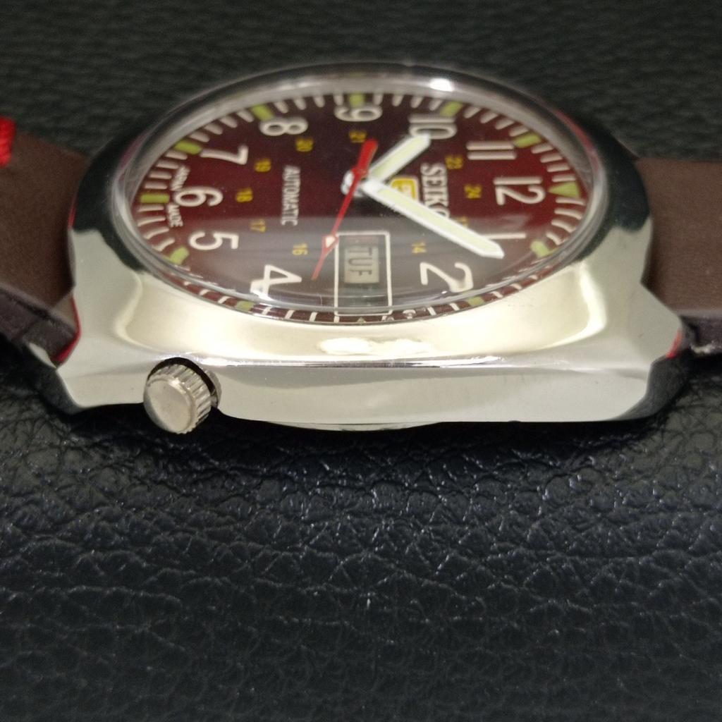 Seiko 5 АВТОМАТИЧЕСКИЕ ВИНТАЖНЫЕ 6119C ЯПОНИЯ МУЖСКИЕ ЧАСЫ С ЦИФЕРБЛАТОМ БОРДОВОГО ЦВЕТА a702353-5 R124-a702353