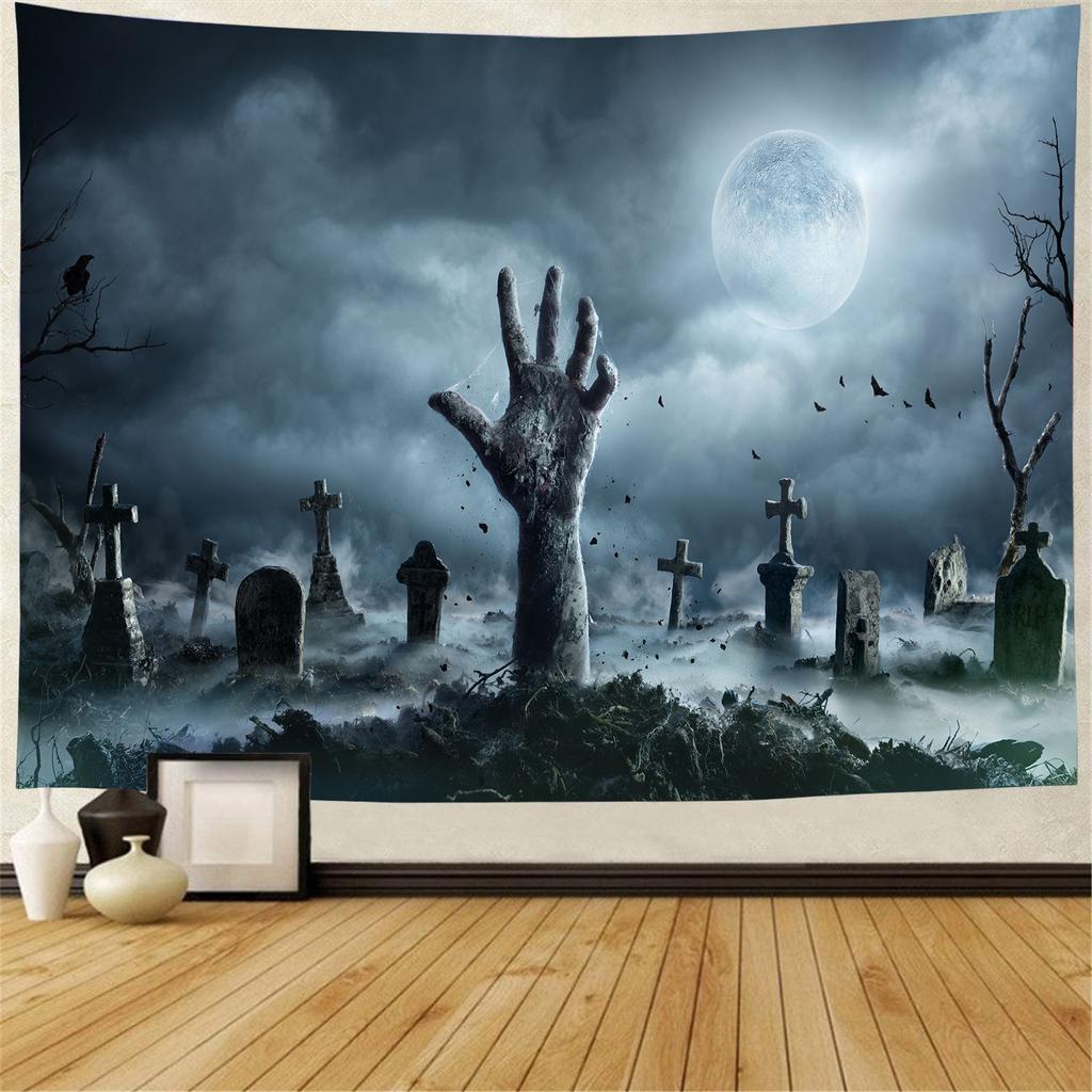 Home Decor Tapestry Halloween Pumpkin Lantern Wall Hanging Tapestry Boho Hippie Magic Castle Wall Decor Backdrop Fabric