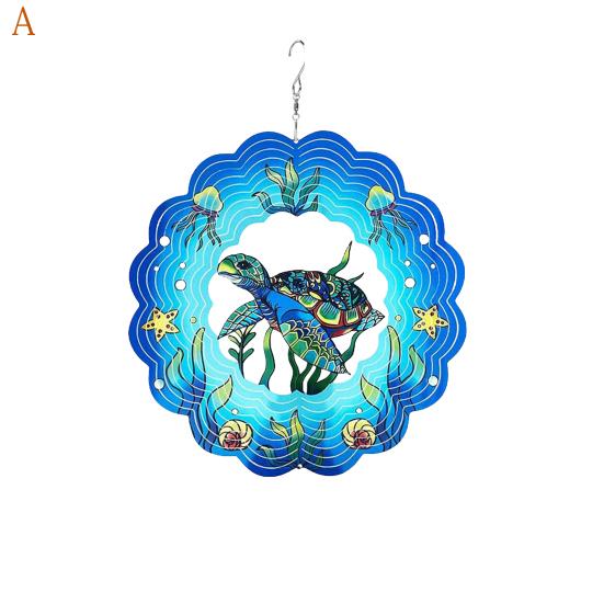 3D Animal Wind Spinner Decoration with Hook Indoor Outdoor Garden Yard Porch Colorful Turtle Butterfly Rooster Dragonfly Flower Wind Chime Hanging