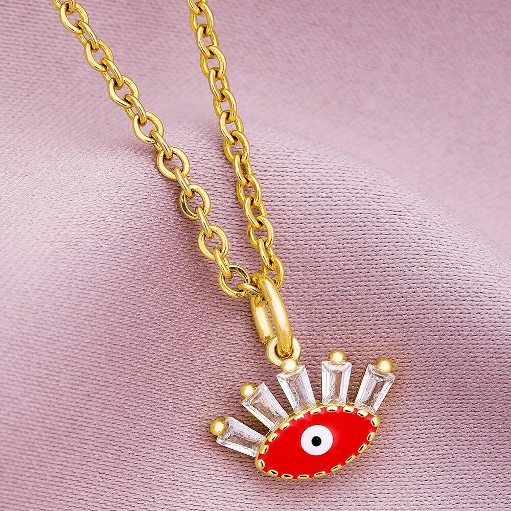 Турецкое ожерелье Lucky Evil Eye, женское 5 стилей, CZ Eyes, женский шарм, модная эмалированная цепочка из нержавеющей стали, ожерелье, ювелирное изделие, подарок