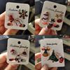 3pcs/set Christmas Brooch Set Elf Snowman Stocking Enamel Rhinestone Party Gift