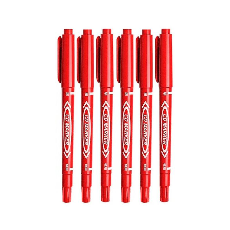 Набор из 10 перманентных маркеров с двойным наконечником - Черные, Синие, Красные чернила для пластика, дерева, металла, стекла