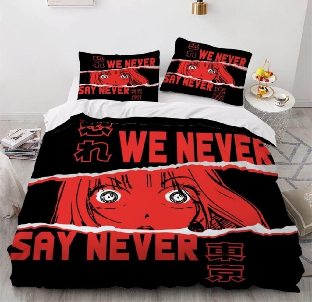 Мультяшный комплект постельного белья с аниме-девушкой, 3 предмета, 3D-принт, аниме-пододеяльник на молнии, подростковое микрофибровое постельное белье с 2 наволочками