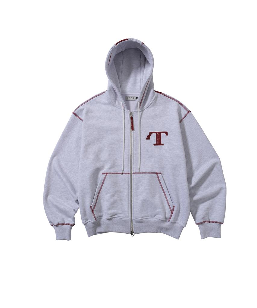 T.B.O.S Cut-Off Zip-Up Hoodie Light Grey