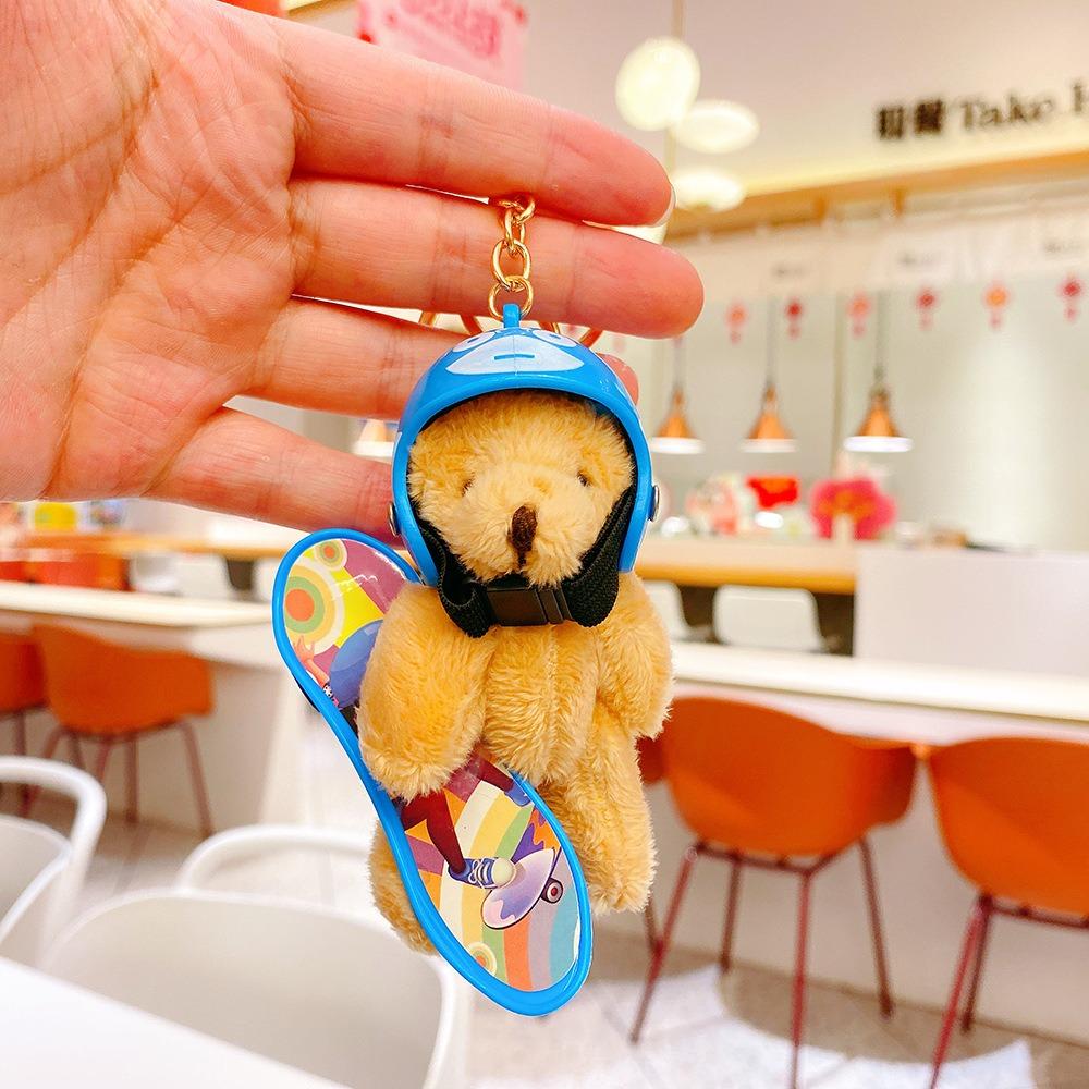 Bag Charm Little Skate Bear Plush Keychain Fluffy Skateboard Bear Keychain  Kids Girls Toys
