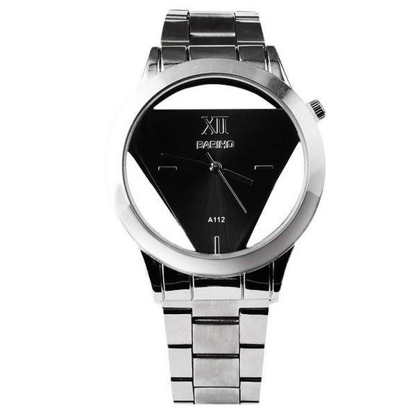 Elegant Triangle Dial Watch Hollow Design Fashionable Steel Band And Glass Surface