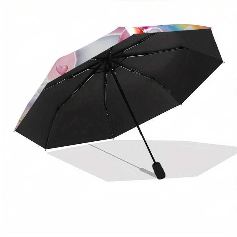 Hello Kitty,Rainbow Garden Automatic Folding Umbrella-Simple 8-Rib Design, Bright Cartoon Pattern, Durable Iron Frame, Suitable For Travel,