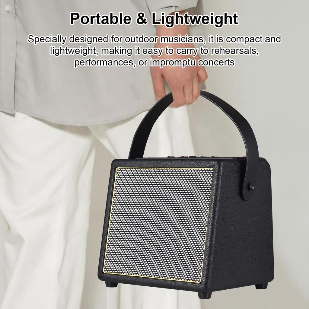 Rowin 30W Electric Guitar Amplifier with OTG and Rechargeable Portable Acoustic Guitar Amplifier with Reverb and Chorus Mic Aux and Headphone Jack for