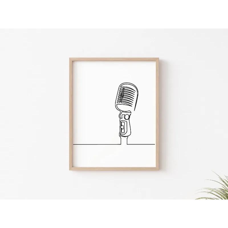 Скандинавский Черно-белый Музыкальный Рисунок Линиями Клавиша Фортепиано Гитара Барабан Постер Холст Живопись Настенное Искусство Картины Домашний Декор Детская