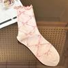 5Pairs Breathable Mid Tube Socks Thin Cotton Sweet Socks Women Cute Ruffle Bow Socks  Streetwear