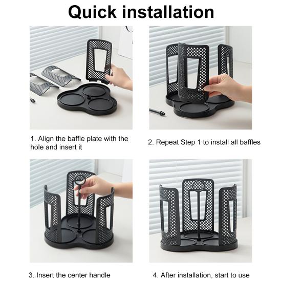 Держатель для бумажных стаканчиков, вращающийся поднос, диспенсер для хранения стаканчиков с 3 отделениями, пластиковый органайзер для кофейных стаканчиков для столешниц, кухонный кофе