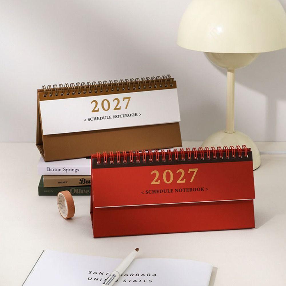 Daily Study 2027 Mini Desk Calendar Foldable English Calendar Portable Record Calendar Home