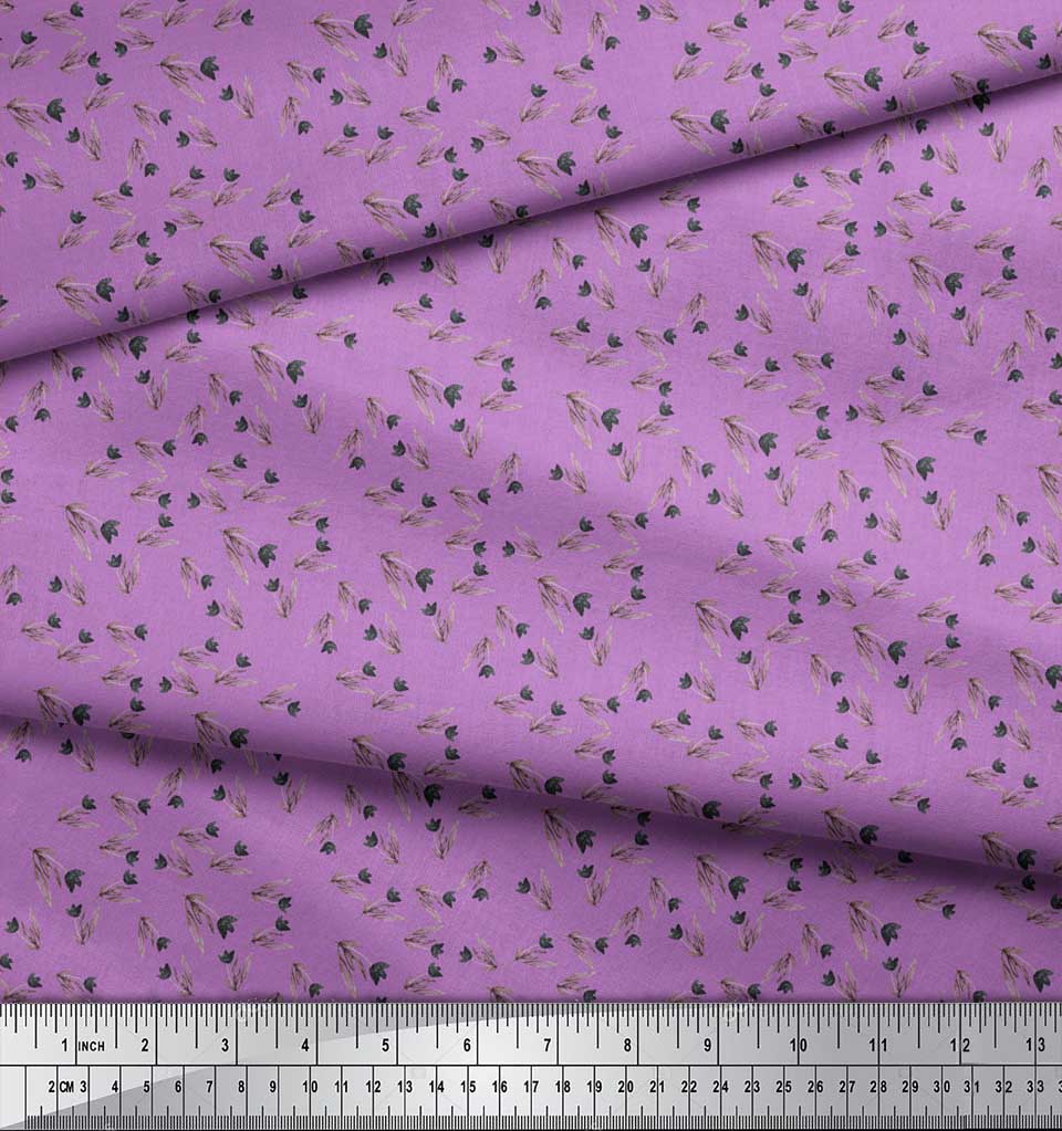 Soimoi Фиолетовый полиэфирный креп с принтами на ткани с листьями и тюльпанами на метр 42 дюйма