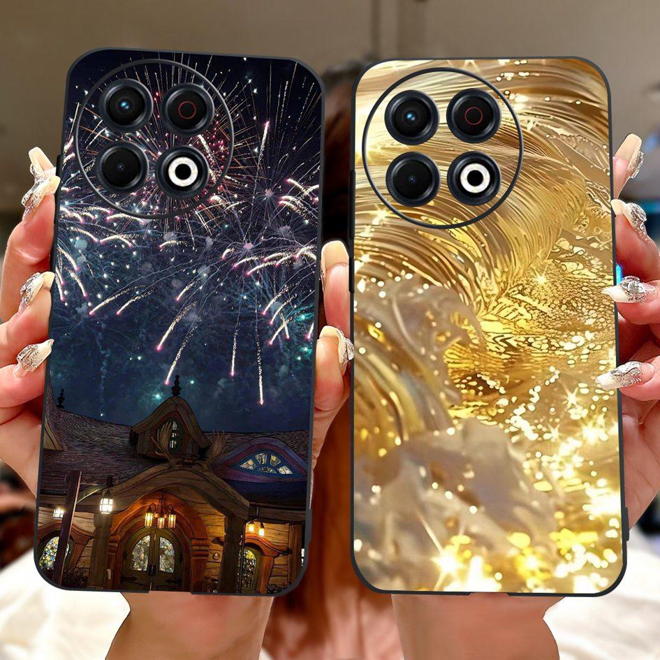 Для Tecno Spark 30 KL6 Чехол Spark 30 Pro KL7 Обложка Модный Цветок Мягкий Черный Силиконовый Чехол для Телефона Для Tecno Spark30 Pro 2024 Чехол