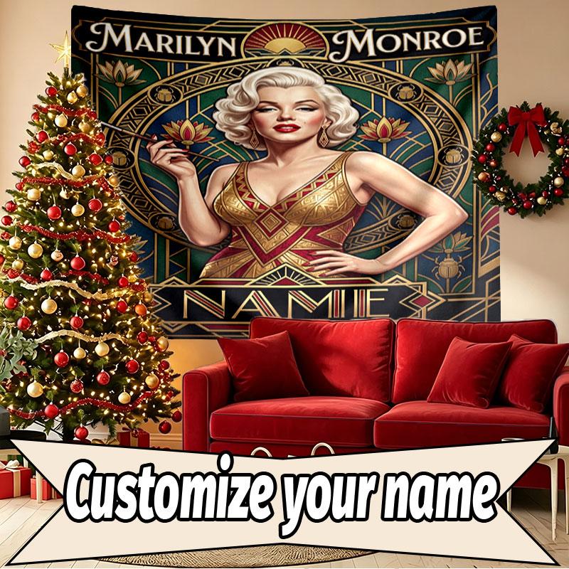 Custom Name Personalized Marilyn Monroe Print Tapestry, Wall Art Decor, Bedroom, Dorm, Apartment, LivingRoom, Party Backdrop, Gift for Birthday