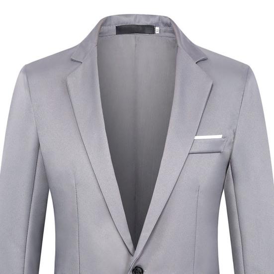 Мужской пиджак с одной пряжкой и отложным воротником с длинными рукавами, сплошной цвет, плюс размер, приталенный пиджак для офиса