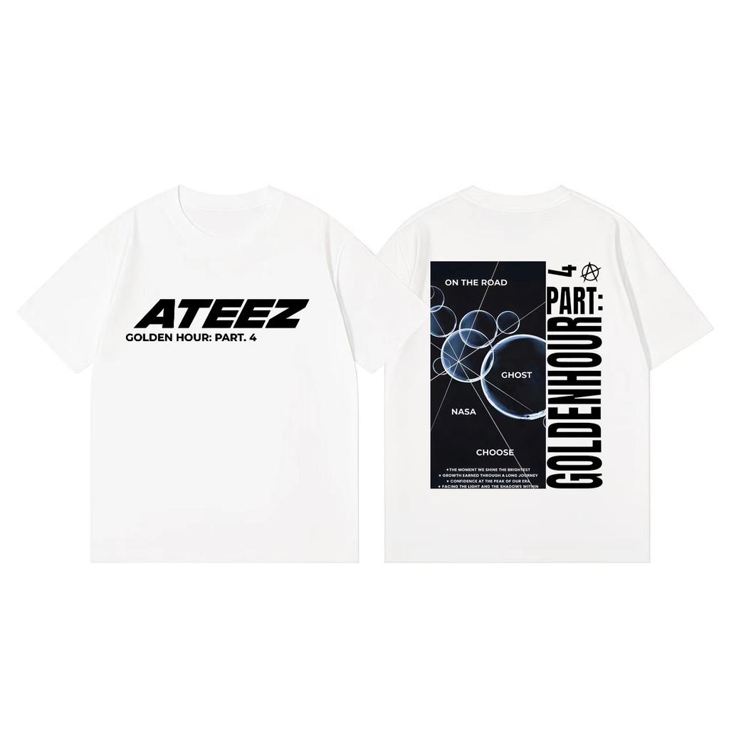 Ateez Golden Hour Part 4 Album Merch Tshirt Men Women Harajuku Kpop Short Sleeve Tshirts Summer Fashion Casual Cotton T Shirts