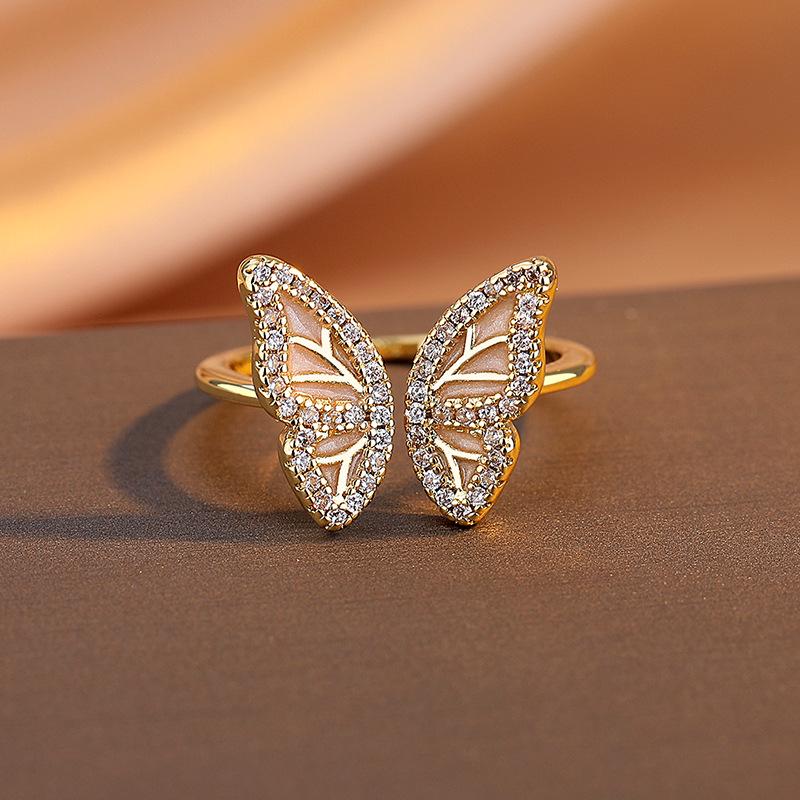 Высококлассное нишевое дизайнерское кольцо-капля масла с бабочкой, открытое, модный аксессуар для указательного пальца