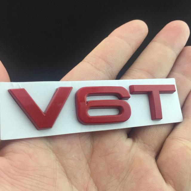 3D Metal Black Red Chrome Logo V6T V8T Emblem Car Fender Badge  Stikcer Accessories