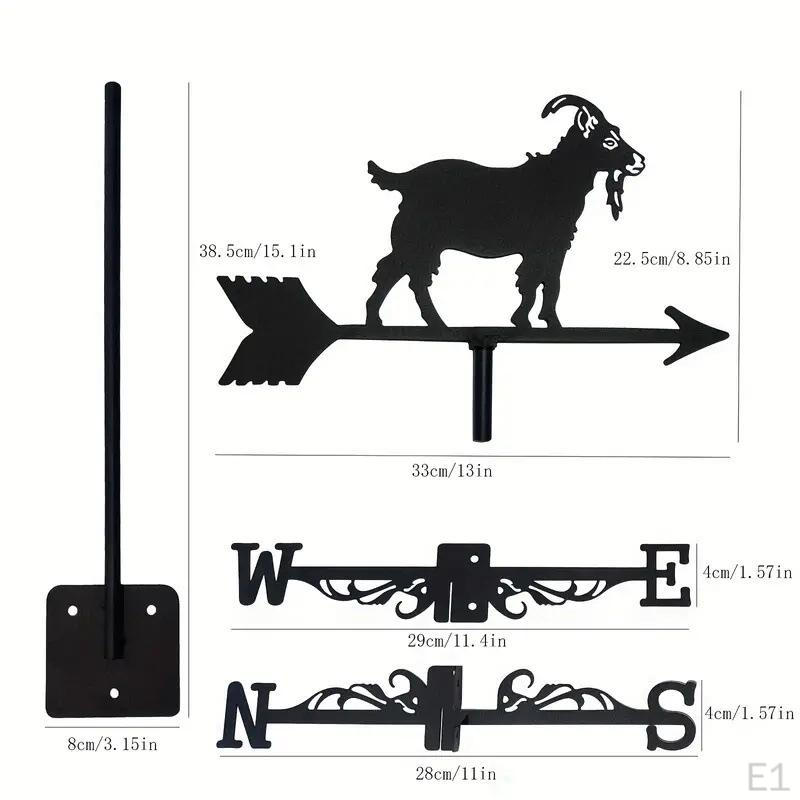 Metal Weather Vane Wind Direction Indicator Art Gift Weathervane Black Vanes for