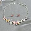 Boho Beach Colorful Enamel Starfish Shell/Flower/Flower Statement Jewelry Set Dopamine Necklace Earrings Summer Vacation Jewelry