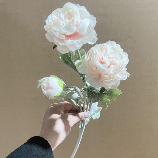 Искусственный пион со стеблем 3 головки Реалистичный искусственный цветок Свадебный стол для домашнего офиса Центральная часть Искусственная цветочная ветка Цветочная композиция Украшение