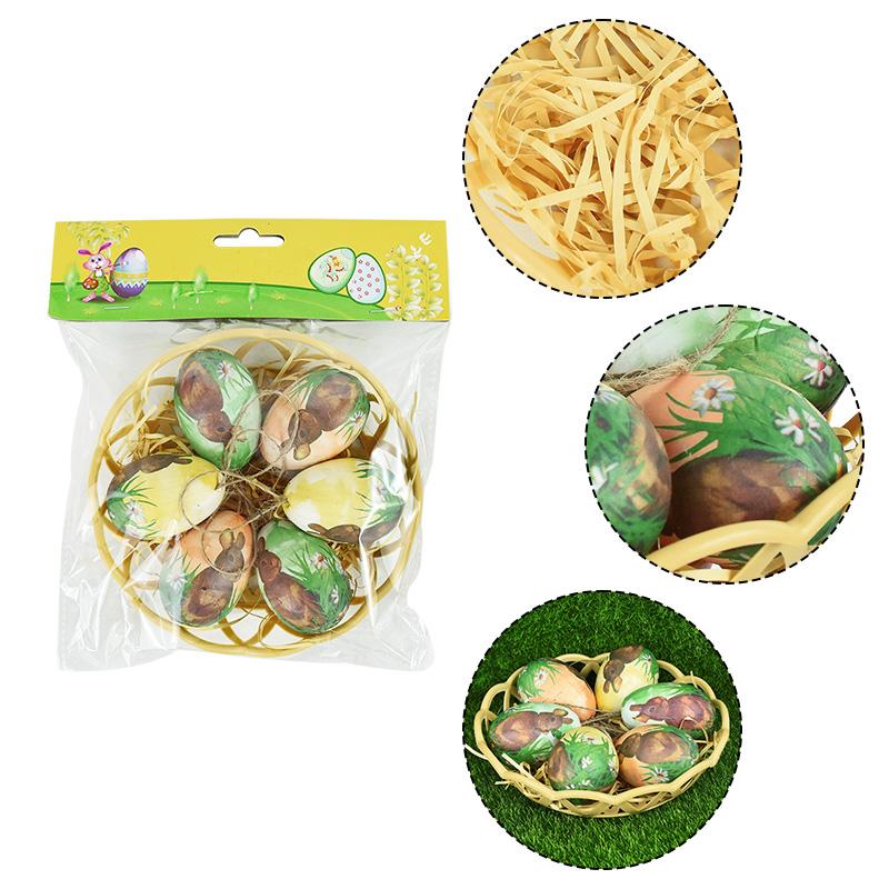 6 шт. пасхальных яиц с корзиной, кролик, яйца из пенопласта, подвесные украшения, пасхальные украшения для дома 2024, праздничные принадлежности для вечеринок, детские подарки