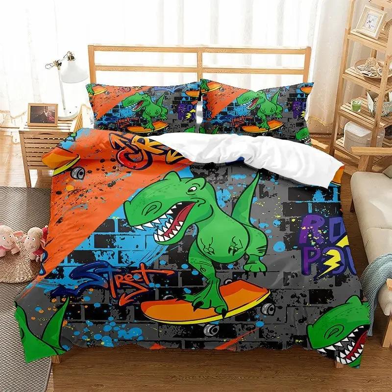 Динозавр Удобный Пододеяльник Наволочка Постельный Комплект Декор Детской Спальни Домашний Текстиль