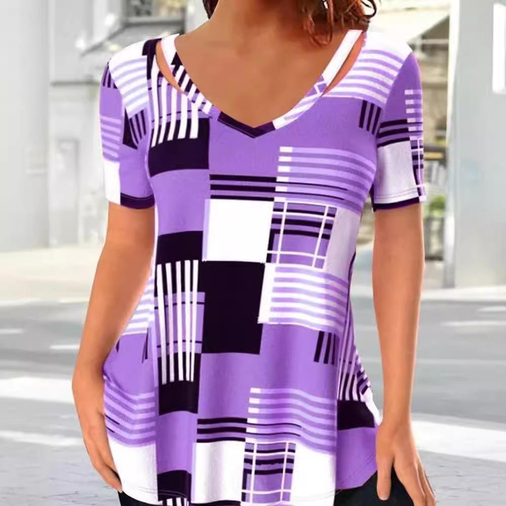 Модные женские рубашки с принтом, винтажные летние футболки с дырками, блузки, топы, свободные повседневные топы с коротким рукавом, размеры S-5XL