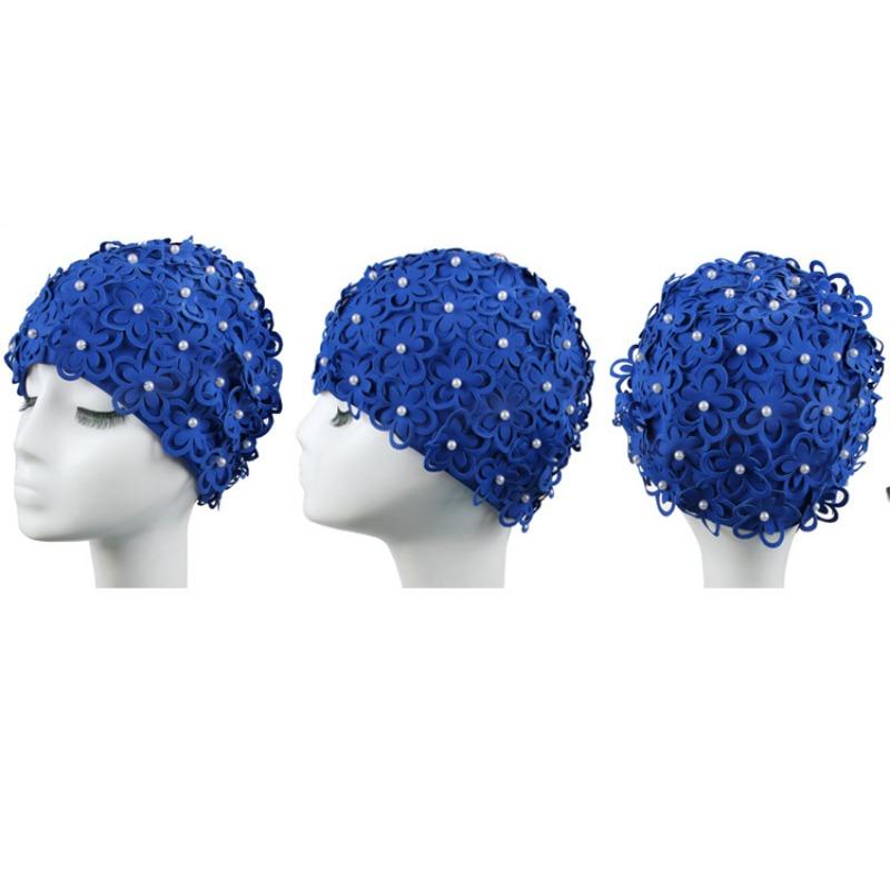 Шапочка для плавания женская Жемчужная Трехмерный Лепесток Модная Увеличенная Спа Плавательная Женская Шапочка для плавания Дышащая Не сдавливающая голову Шапочка для плавания для длинных волос
