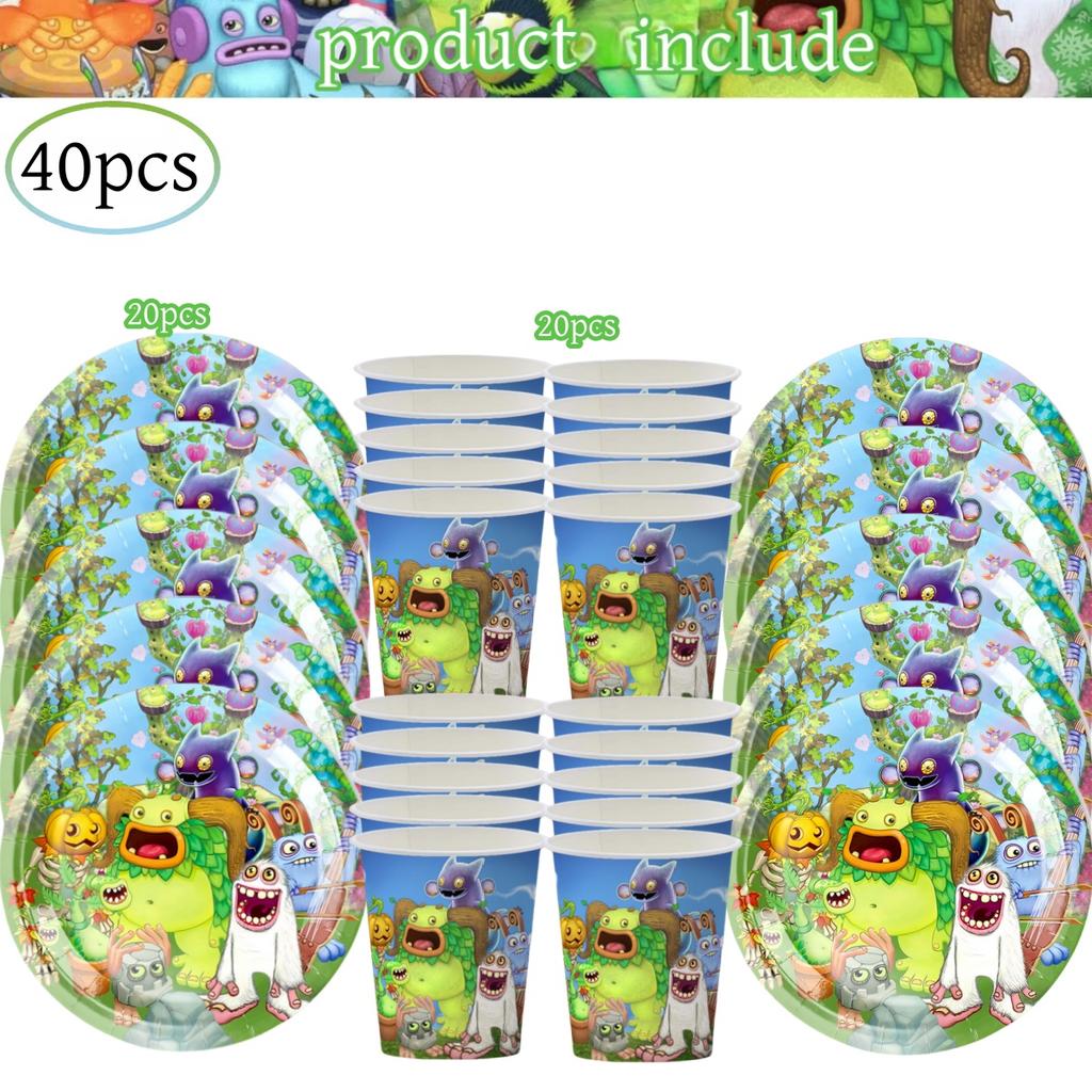 Декор на День Рождения My Singing Monsters на 20 человек Одноразовая Посуда Скатерть Тарелка Детский Праздник Подарок для Детей Мальчишник Товары для Вечеринки