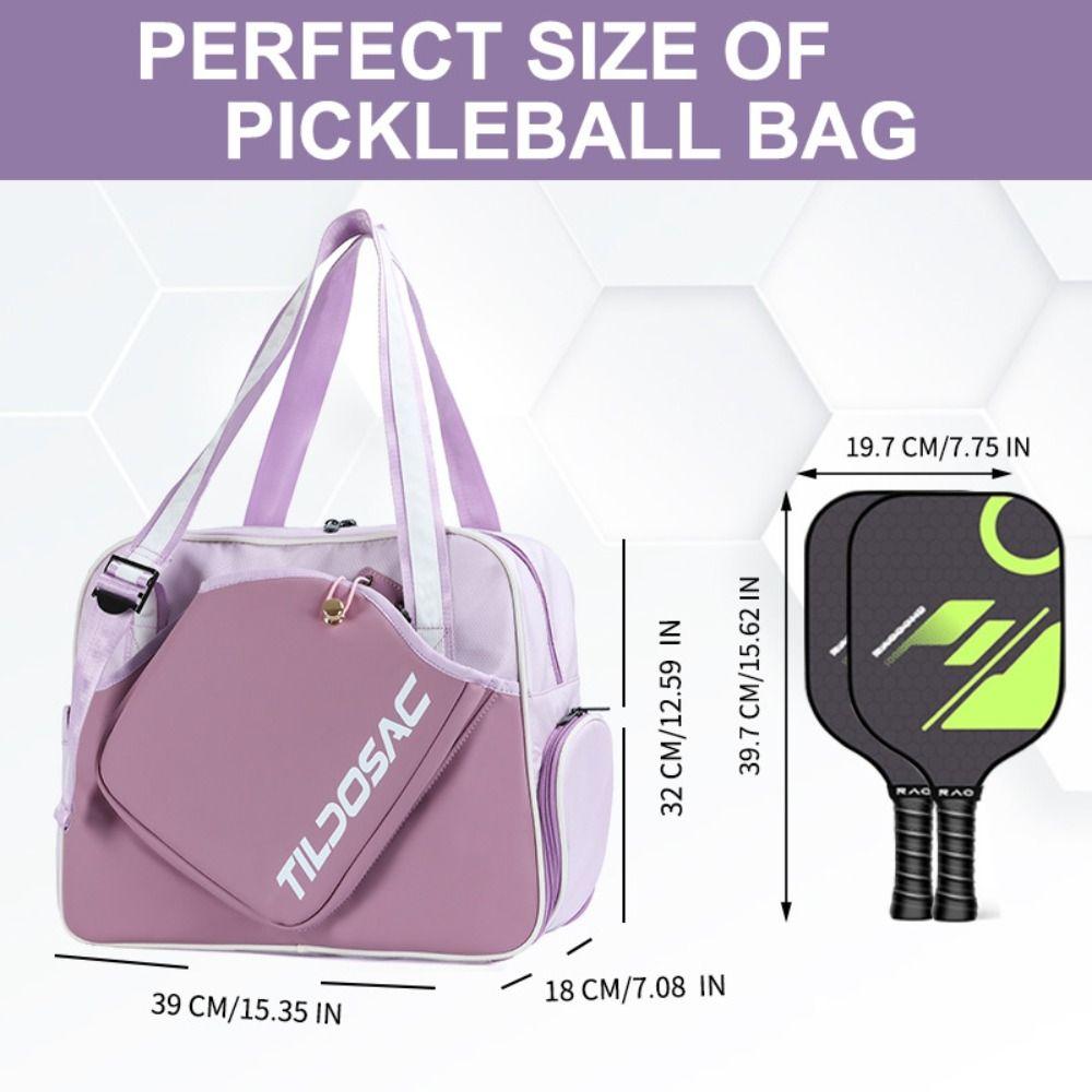 with Shoe Compartment Pickleball Racket Shoulder Bag Nylon Pickleball Handbag  Outdoor Sports