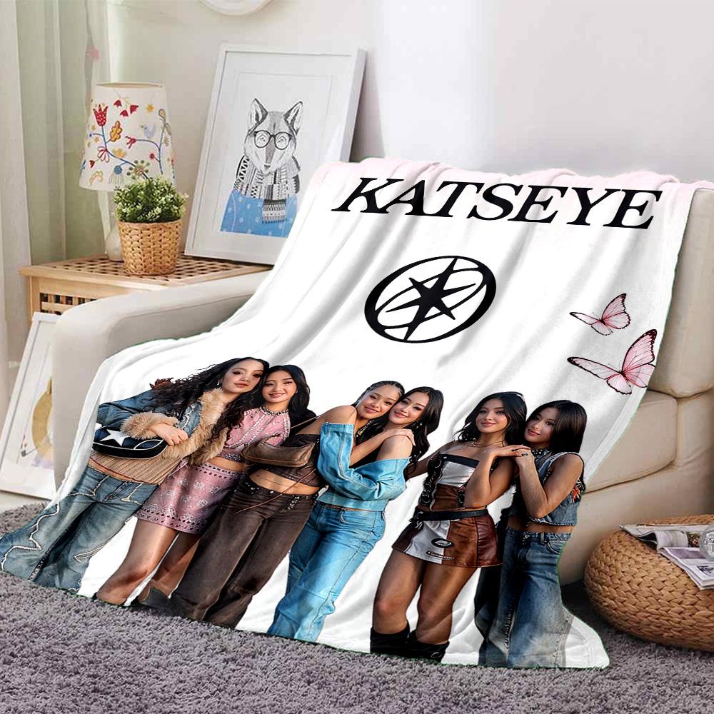 Katseye Fashion Butterfly Flannel Blanket Super Soft Warm Cozy Blanket For Sofa Bed Office Travel Allseason Home Decor Gift