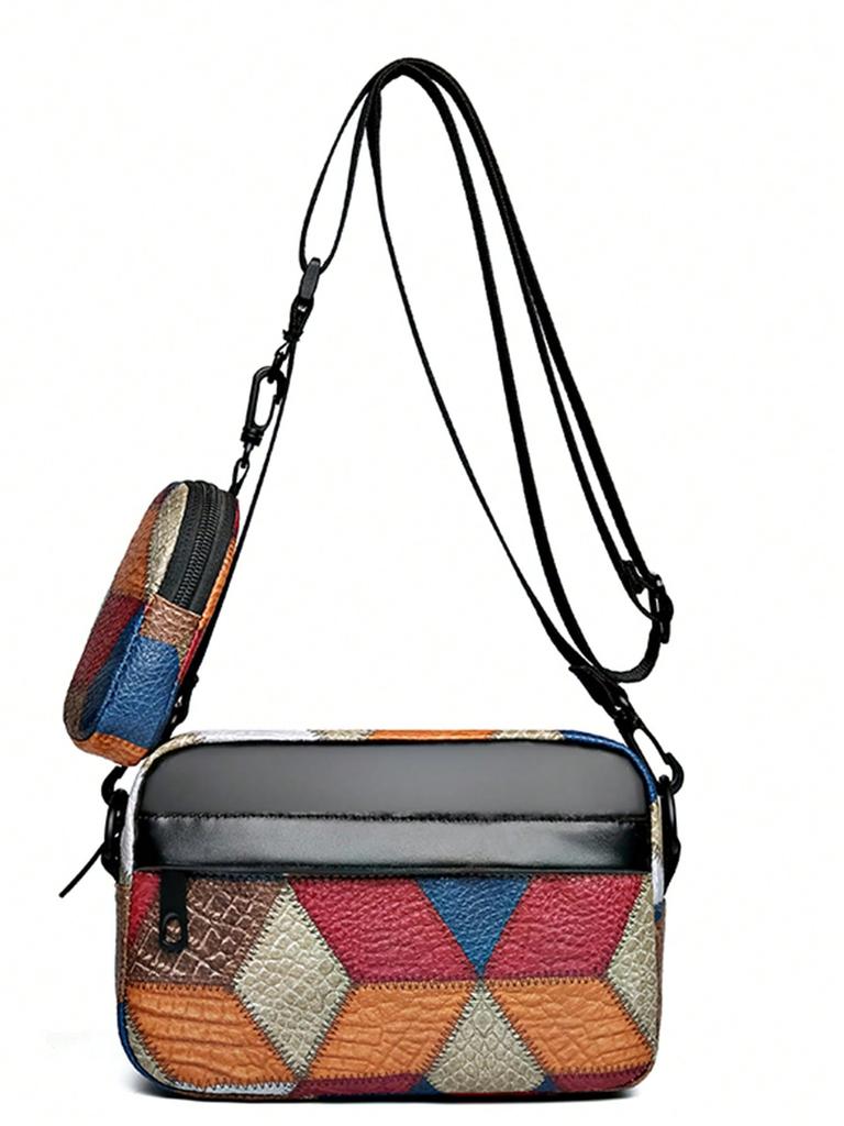 Colorblock Shoulder Bag - Trendy Patchwork Crossbody Purse (Mini Phe Bag for Women)